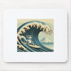 Wave Surfing Axolotl Love Funny Anime Lizard Salam Mouse Pad