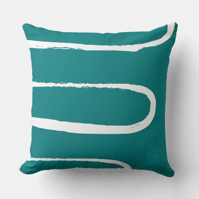 Wave Teal Throw Pillow (Front)