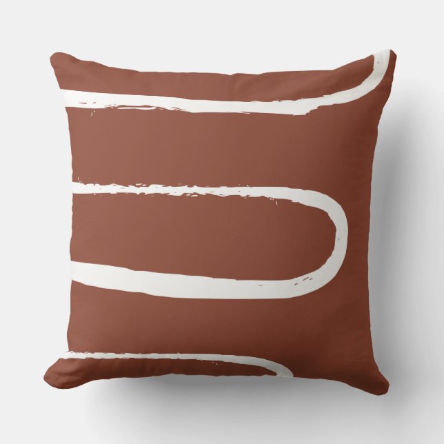 Wave Terracotta Burnt Orange Throw Pillow (Front)