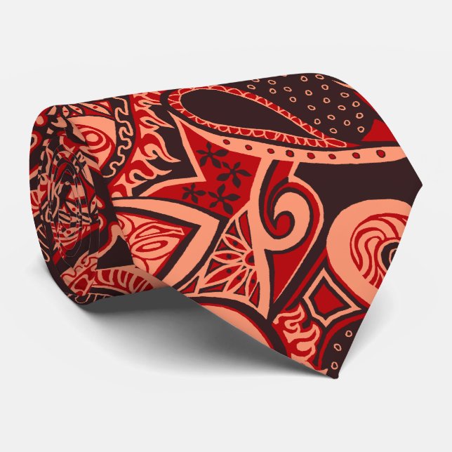 Wave Trip Floral Paisley Two-side Printed Neck Tie (Rolled)