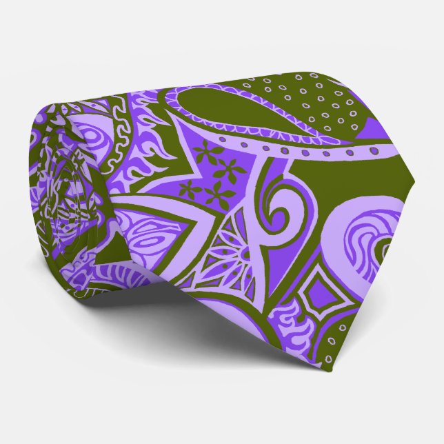 Wave Trip Floral Paisley Two-side Printed Neck Tie (Rolled)