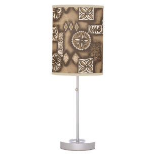 Wave Warrior Hawaiian Primitive Tapa Table Lamp