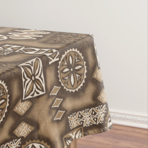 Wave Warrior Hawaiian Primitive Tapa Tablecloth