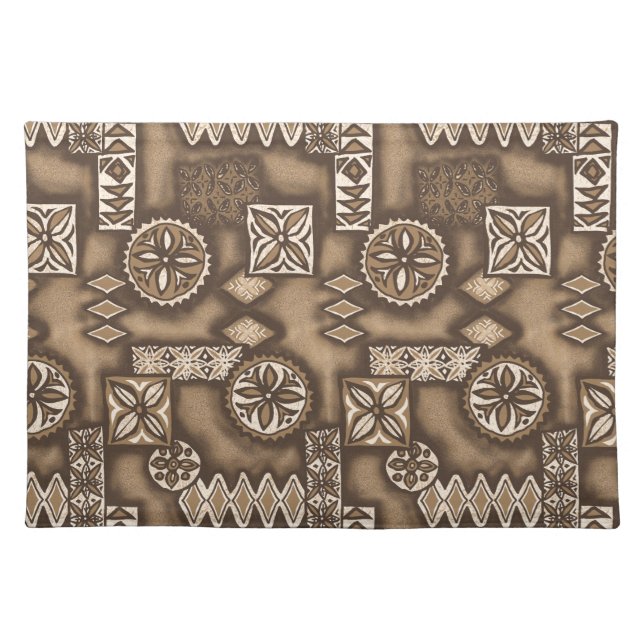 Wave Warrior Hawaiian Tapa Cloth Placemat (Front)