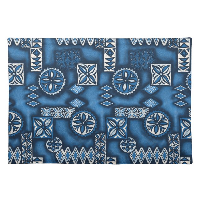 Wave Warrior Hawaiian Tapa Cloth Placemat (Front)