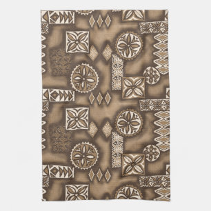 Wave Warrior Hawaiian Tapa Kitchen Towel