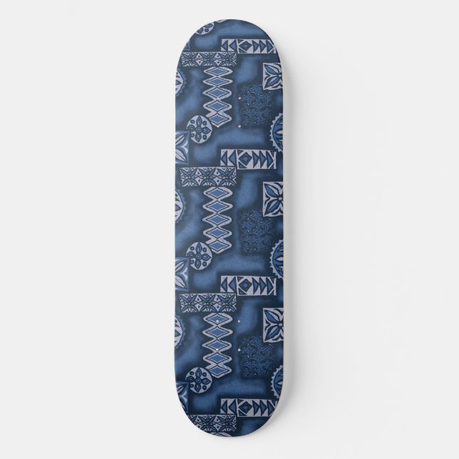 Wave Warrior Hawaiian Tapa Skateboard Deck (Front)