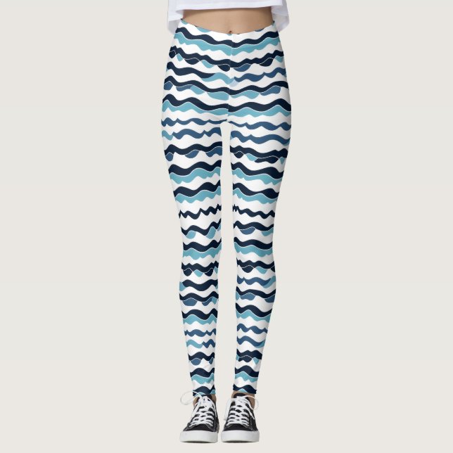 Wave Wavy Pattern Leggings (Front)