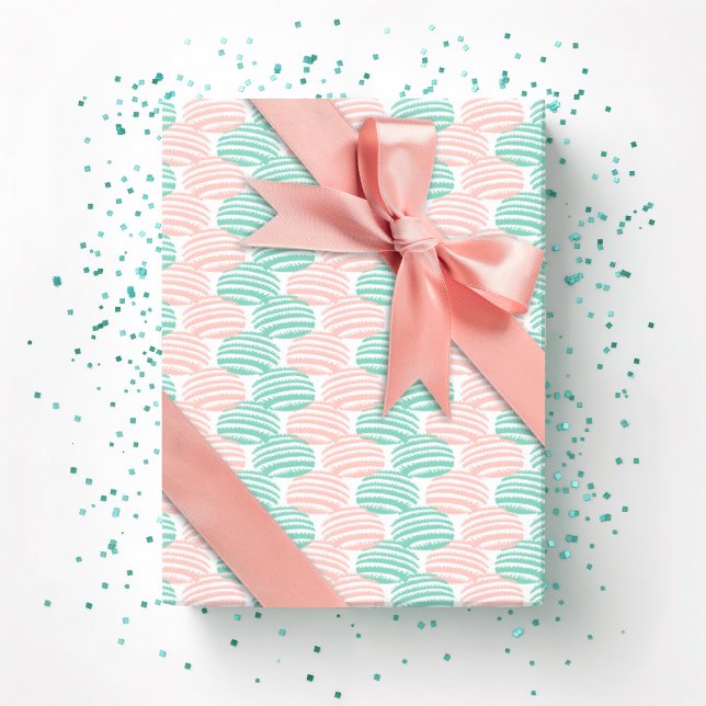 Wave Weave in Teal and Flamingo Wrapping Paper (Creator Uploaded)