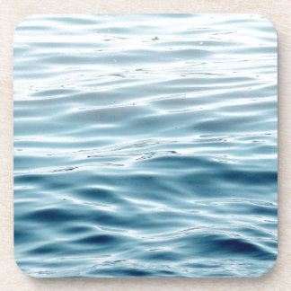 Waved blue water beverage coaster