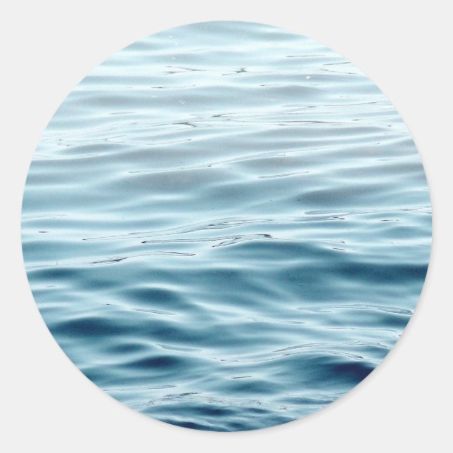 Waved blue water classic round sticker (Front)