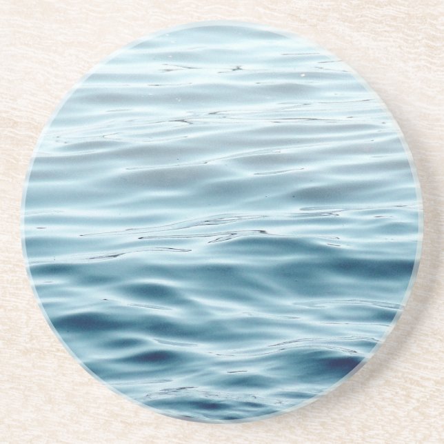Waved blue water drink coaster (Front)