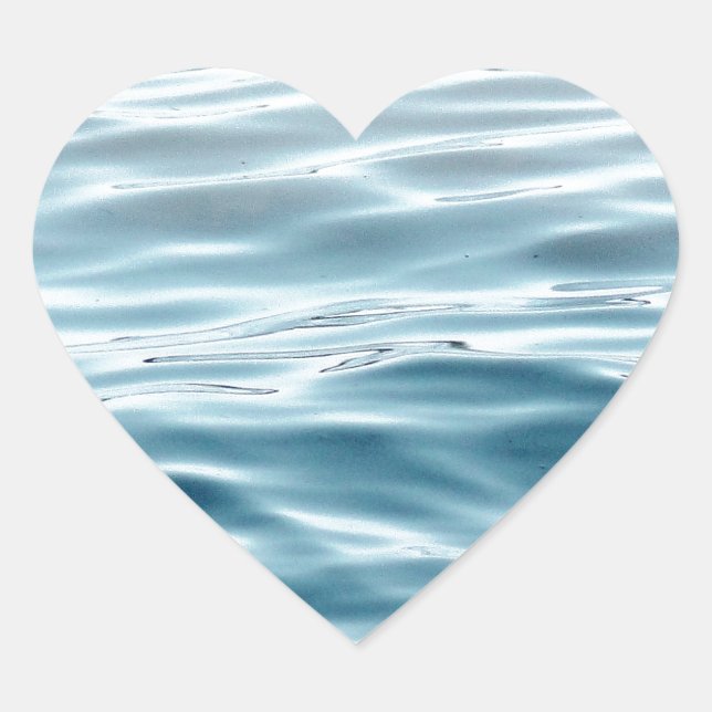 Waved blue water heart sticker (Front)