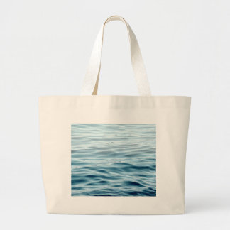 Waved blue water large tote bag