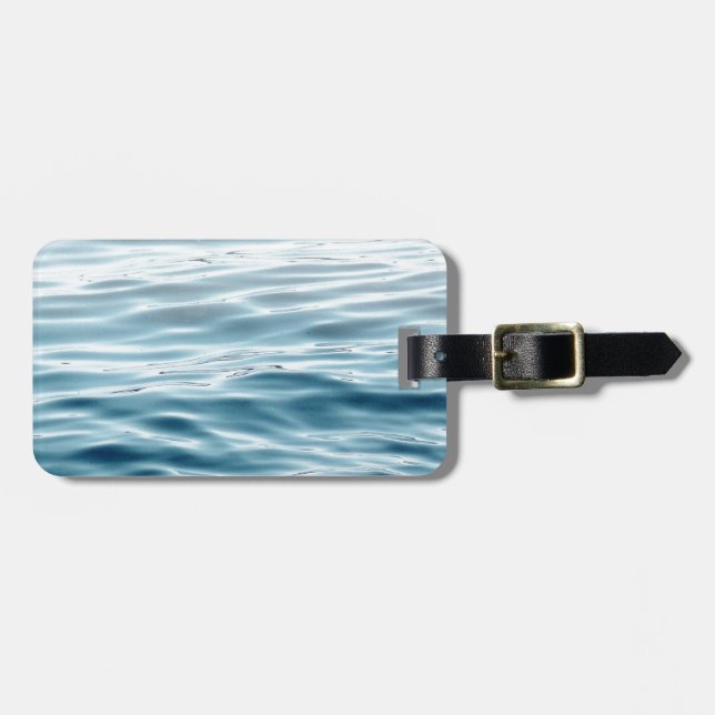 Waved blue water luggage tag (Front Horizontal)