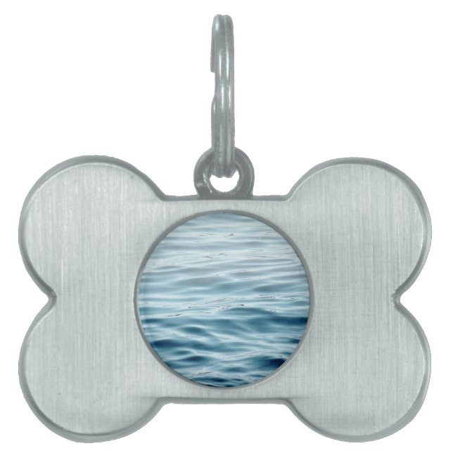 Waved blue water pet name tag (Front)