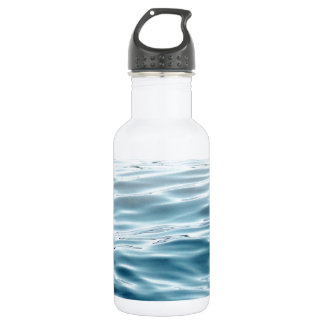 Waved blue water stainless steel water bottle