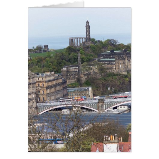 Waverley Station and other monuments in Edinburgh Cards (Front)