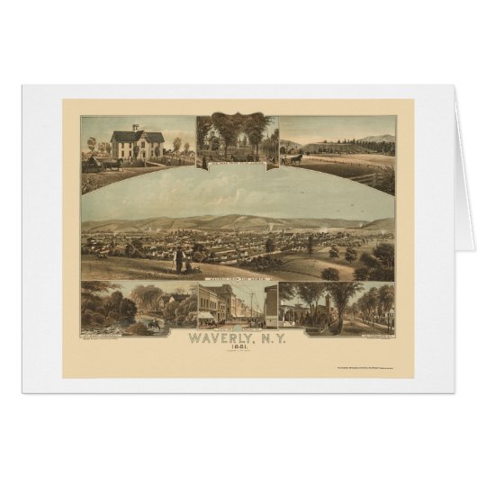Waverly, NY Panoramic Map - 1881 Cards (Front Horizontal)