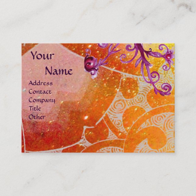 WAVES 2 monogram, bright yellow brown purple Business Card (Front)