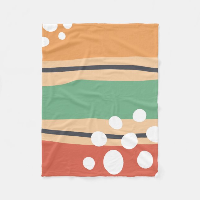 Waves abstract boho artwork fleece blanket (Front)