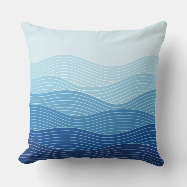 Waves Abstract Minimalist Composition Throw Pillow (Front)