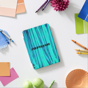 Waves Abstract Ocean Teal Blue Green Ombre Pattern iPad Mini Cover