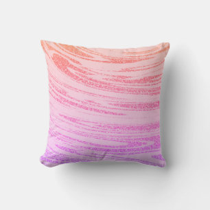 Waves Abstract Pink Rose Gold Glitter Pattern Gift Throw Pillow