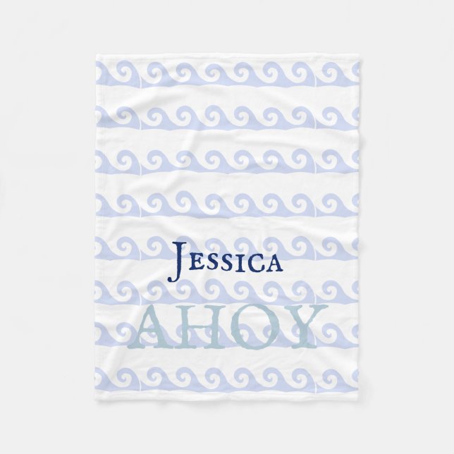 Waves Ahoy Custom Fleece Blanket (Front)