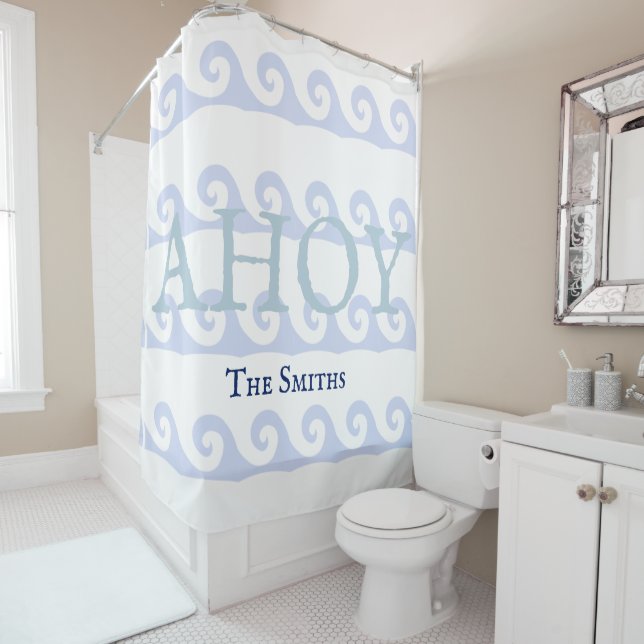 Waves Ahoy Custom Shower Curtain (In Situ)
