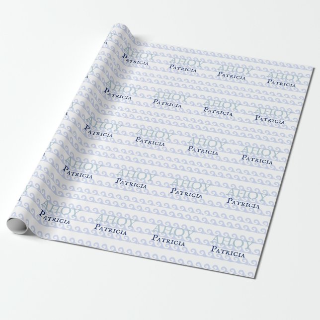 Waves Ahoy Custom Wrapping Paper (Unrolled)