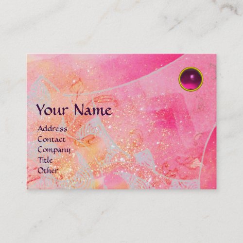 WAVES AMETHYST MONOGRAMbright pink red purple Business Card