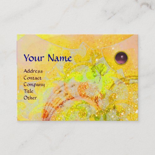 WAVES AMETHYST  Monogrambright yellow orange Business Card