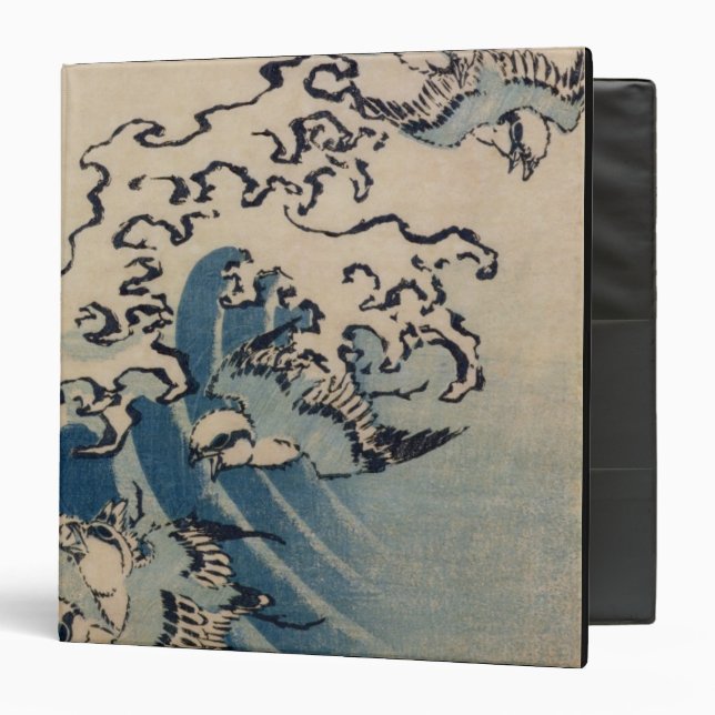 Waves and Birds, c.1825 (colour woodblock print) 3 Ring Binder (Front/Inside)