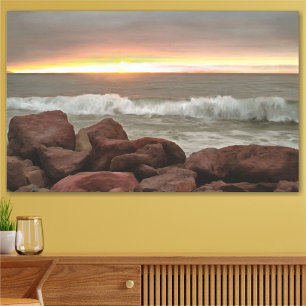 Waves and Boulders 0893 Art Print