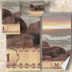 Waves and Boulders 0893 Bath Towel Set