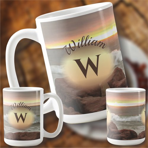 Waves and Boulders 0893 Coffee Mug