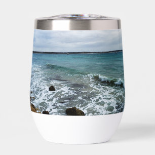 Waves And Fishing Boats On The Ocean,  Thermal Wine Tumbler