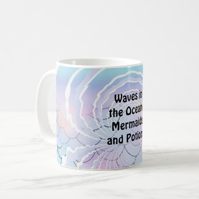 Waves and Mermaid Sayings Coffee Mug (Front Left)