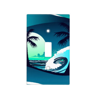 Waves and palm trees light switch cover