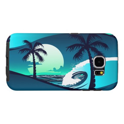 Waves and palm trees samsung galaxy s6 case