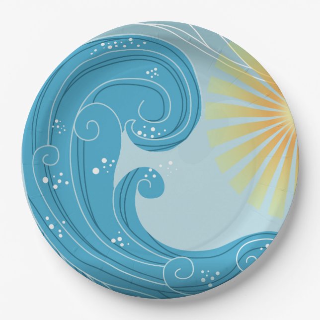 Waves and Sunshine Paper Plates (Front)