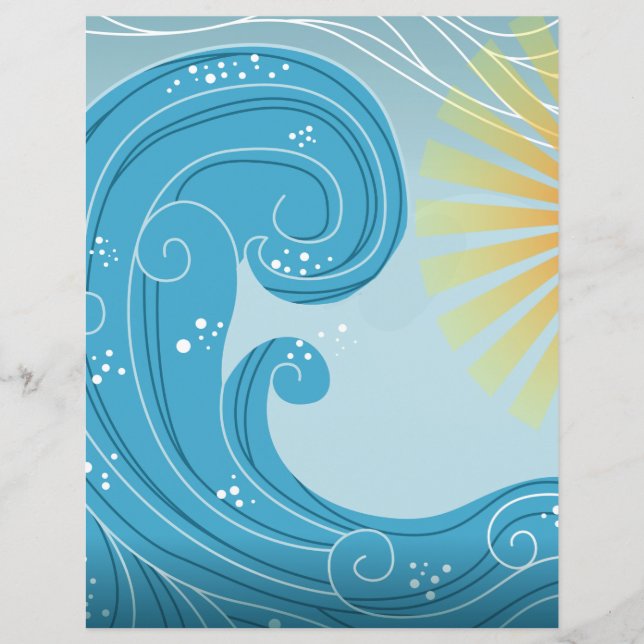 Waves and Sunshine Scrapbook Paper (Front)