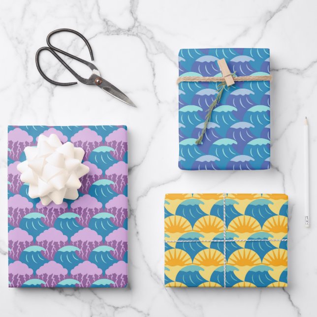 Waves and Weather Wrapping Paper Sheets (Front)