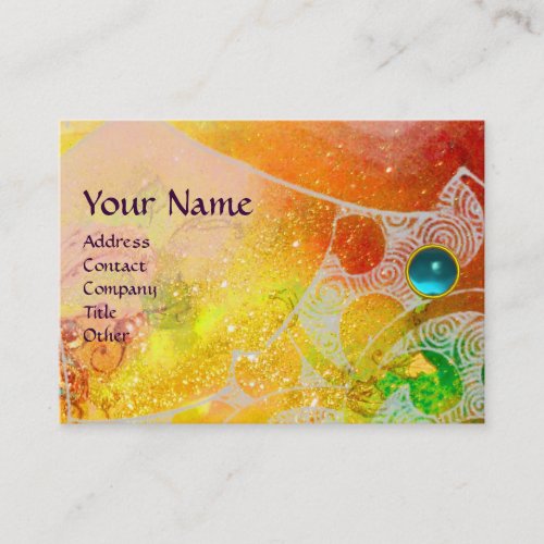 WAVES AQUAMARINE MONOGRAMbright yellow brown blue Business Card