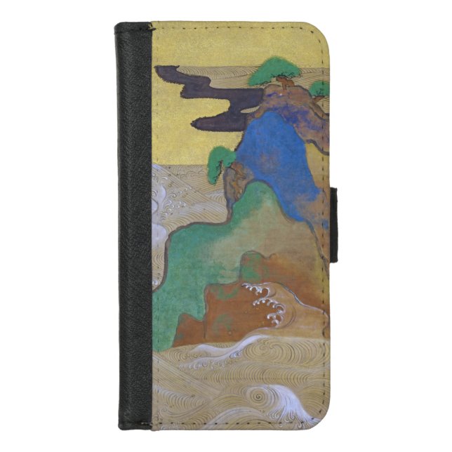 Waves at Matsushima (Left), Tawaraya Sotatsu iPhone Wallet Case (Front)
