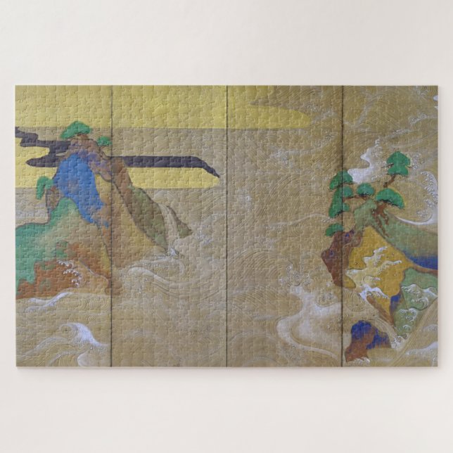 Waves at Matsushima (Left), Tawaraya Sotatsu Jigsaw Puzzle (Horizontal)