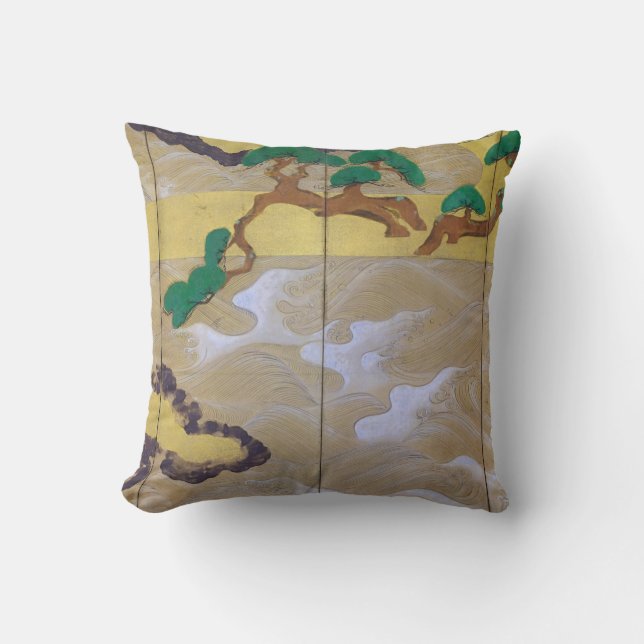 Waves at Matsushima (Right), Tawaraya Sotatsu Throw Pillow (Front)