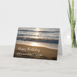 Waves at Sunset Beach Cousin Birthday Card
