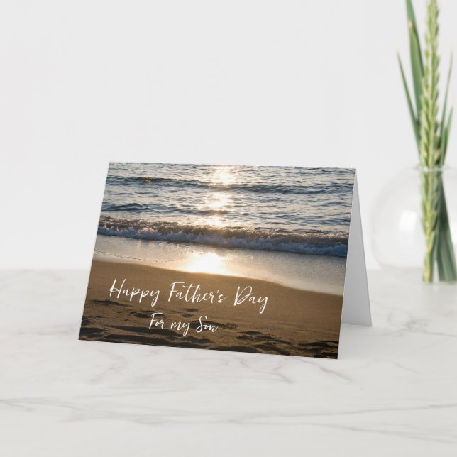Waves at Sunset Son Happy Father's Day Card (Front)